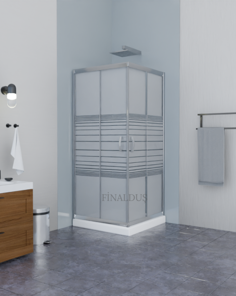 POOL SERİSİ KROM PROFİLLİ DESENLİ CAM DUŞAKABİN