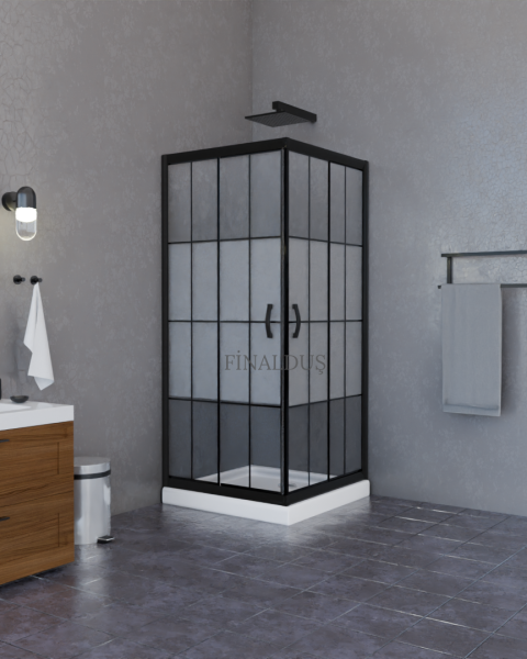 POOL SERİSİ SİYAH PROFİLLİ KAROLAJLI CAM DUŞAKABİN