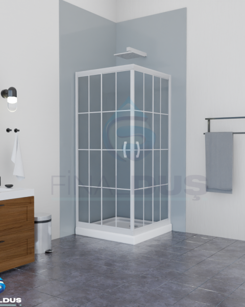 POOL SERİSİ BEYAZ PROFİLLİ KAROLAJLI CAM DUŞAKABİN