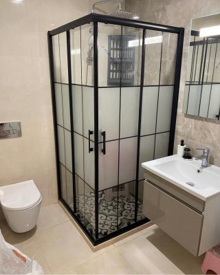 POOL SERİSİ SİYAH PROFİLLİ KAROLAJLI CAM DUŞAKABİN